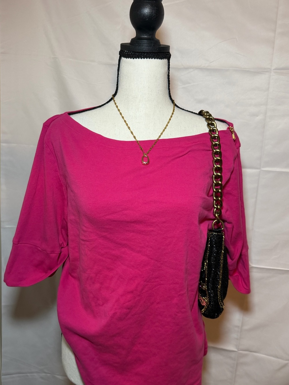Ralph Lauren Women’s wide boat neck Pink 3/4 sleeve top